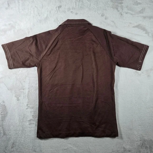 John Blair Polo Shirt Mens Medium Brown Cream 70s Vintage Stripe Knit V-Neck - Picture 3 of 7